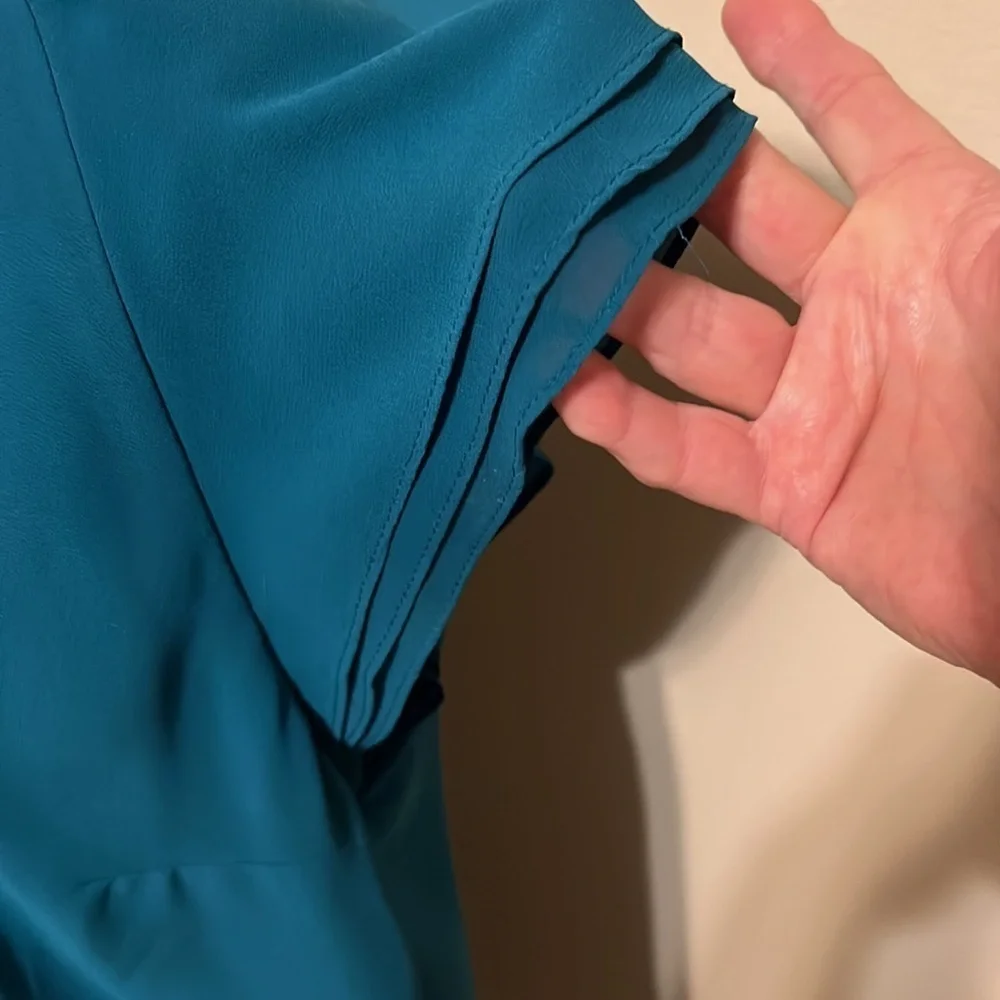 H M  teal blue dress, butterfly sleeves. . Sz14